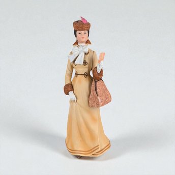 1981 Avon Mrs. Albee Award Figurine, Vintage Avon Collectible, Woman in Orange Dress, Sales Achievement Award, Ceramic Figurine