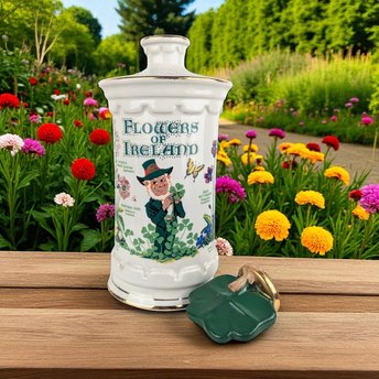 1983 Old Commonwealth "Flowers of Ireland" Decanter, Vintage Whiskey Decanter, Irish Decor, Collectible Decanter, Empty Bottle