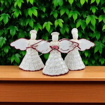 Set of 3 Vintage Handmade Angel Ornaments, Crochet Angels, Christmas Decor, Holiday Ornaments, Gift