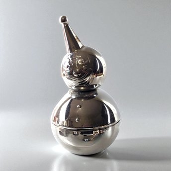 Vintage Raimond Roly Poly Clown Bank, Silver Metal Figural Coin Bank, Nursery Decor, Gift for Child, Collector, Nostalgic Toy