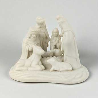 1998 Hermitage Pottery Nativity Figurine, Jade Porcelain Christmas Decor, Vintage Holiday Gift