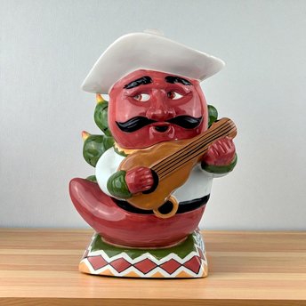 Vintage 2003 Clay Art Cha Cha Chili Pepper Cookie Jar, Ceramic Kitchen Storage, Novelty Food Decor, Gift for Chili Lovers