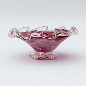Vintage Rossi Glass Cranberry Mist Candy Dish, 22k Gold Crystal Accent Bowl, Elegant Home Decor, Gift for Hostess, Collector