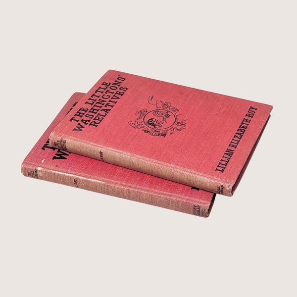Antique 1918 Lillian Elizabeth Roy Little Washingtons and Relatives pink cloth hardcover books by Grosset and Dunlap.