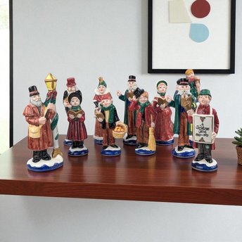 Vintage Fitz and Floyd Caroler Set, A Christmas Carol 1843-1993, Porcelain Figurines, Collector Series, Holiday Decor, Gift for Dickens Fans