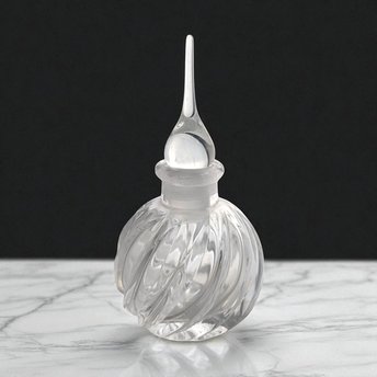 Vintage Clear Glass Perfume Bottle, Swirled Design, Decorative Bottle, Gift for Her, Vanity Decor, Collectible Perfume Bottle