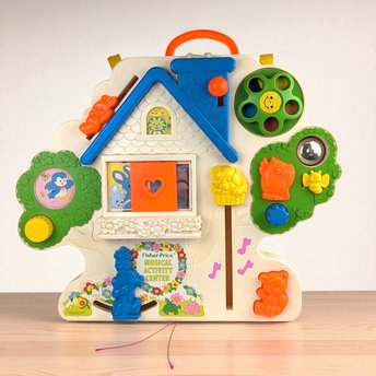 Vintage Fisher-Price Musical Activity Center, Crib Toy, Baby Activity Toy, 1970s Toy, Musical Toy, Baby Shower Gift, Nursery Decor