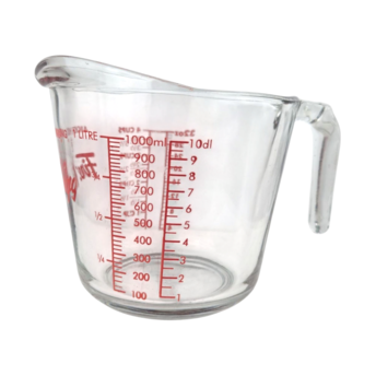 Vintage Anchor Hocking Glass Measuring Cup, 32oz 4 Cup 1 Litre, Red Markings, Kitchen Essential