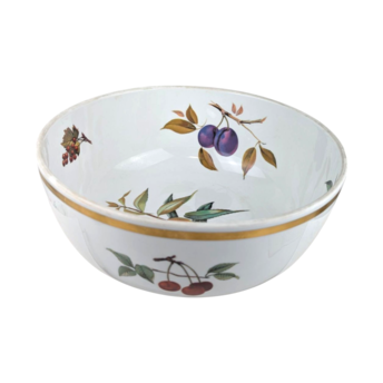 Vintage 1961 Royal Worcester Evesham Gold Large Salad Bowl, 10.25 Inch English Porcelain Serving Bowl, Fruit Pattern China