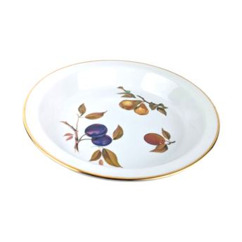 Vintage Royal Worcester Evesham Gold Pie Baker, 10.5 Inch Porcelain Quiche Dish, English China Oven to Table Bakeware