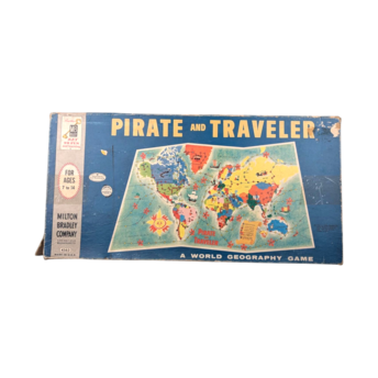 Vintage 1954 Pirate and Traveler Board Game, Milton Bradley, Complete, World Geography Game, Classic Family Game