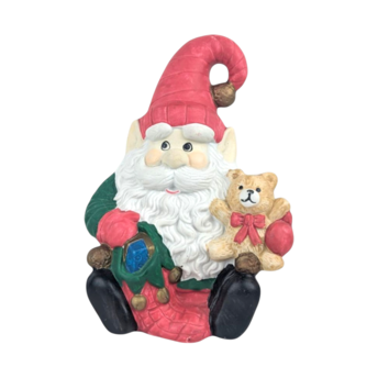 Vintage Ceramic Santa Elf Music Box Plays Here Comes Santa Claus, Christmas Figurine, Holiday Collectible, Xmas Musical Decor