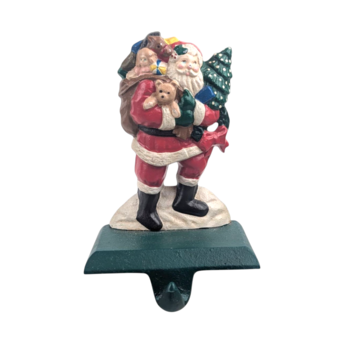 Vintage Midwest of Cannon Falls Cast Iron Santa Claus Stocking Holder, Christmas Mantle Decor, Collectible Figurine