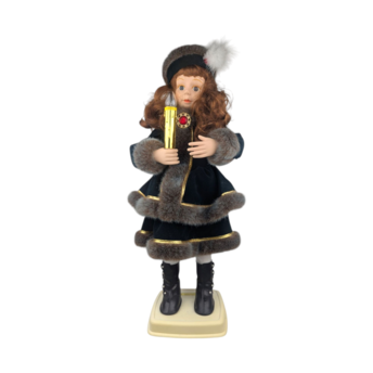1995 Telco Animated Caroler Girl Figure 25 Inch, Light Up Motion Victorian Christmas Doll, Faux Fur Trim Dress Holiday Display