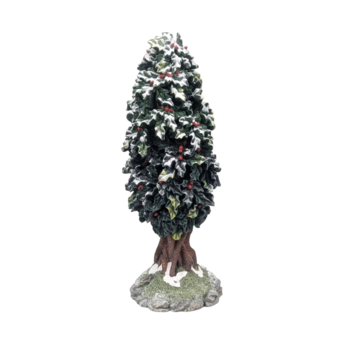 Vintage Dept 56 Village Holly Tree Figurine 7 Inch With Box, D56 Christmas Landscape Accessory, Winter Diorama Decor Gift