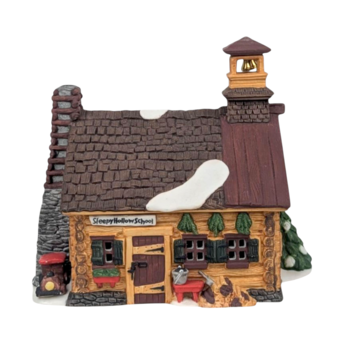 Vintage 1990 Dept 56 New England Village Sleepy Hollow School #5954-4 Lighted Porcelain House With Box & Cord, D56 Christmas Collectible