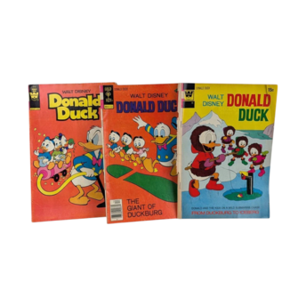 Lot of 3 Vintage Donald Duck Comics, 1970s Walt Disney Whitman Gold Key Issues, The Giant of Duckburg #190, #148, #180 Comic Book Set
