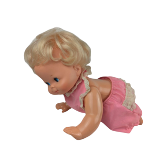 Vintage Mattel Baby That a Way Doll 1974, Non Working For Display or Parts, 70s Crawling Baby Doll with Box, Nostalgic Collector Toy