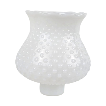 Vintage Milk Glass Hobnail Lamp Shade, Hurricane Globe with Ruffled Top, 1.5 Inch Fitter Replacement Light Cover, Student Lamp Glass