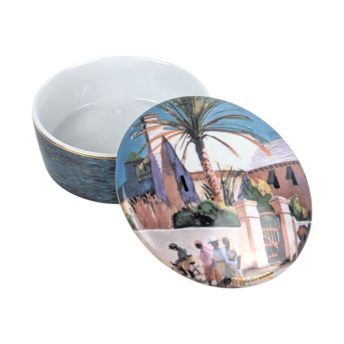 Goebel Artis Orbis Trinket Box, Eliot O'Hara "Bermuda Gate", 2001 Limited Edition 341/499, Ceramic Keepsake Box, Collectible German Art