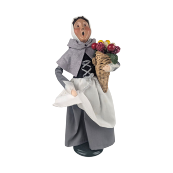 Vintage 1997 Byers' Choice Caroler Pilgrim Woman with Fruit Basket, Signed Thanksgiving Colonial Figure