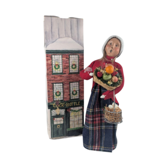 Vintage 1999 Byers Choice Caroler Woman Shopper Figure, Christmas Decor, Flawed