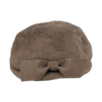 Vintage 1960s BelMar Taupe Fur Felt Pillbox Hat with Bow, The Dayton Co Merri Soie Finish, Mid-Century Ladies Accessory