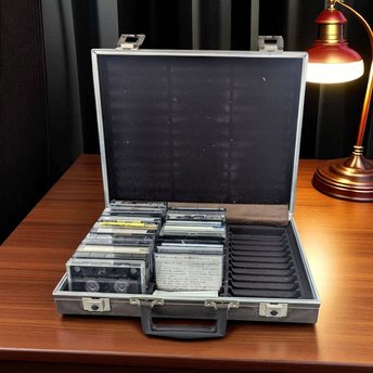 Vintage Cassette Tape Holder Briefcase, 1980s Audio Storage Case for 36 Tapes with Key, Analog Mixtape Carrying Case
