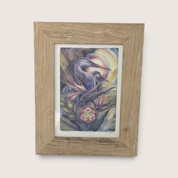 Vintage framed art print titled Held Within A Circle of Grace by Jody Bergsma featuring majestic herons.