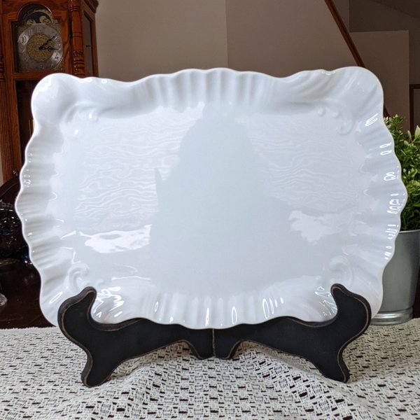 Vintage Milk Glass Rectangle Dresser Trinket Tray