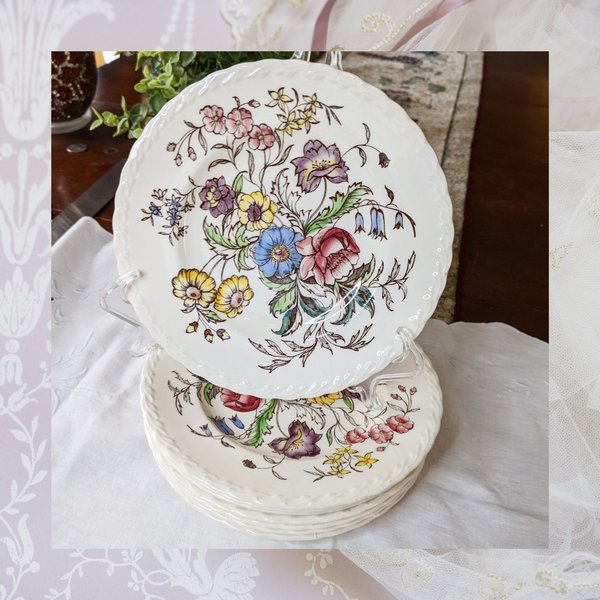 Mayflower Vernon Kilns Hand-Painted Dinner 6 Plates