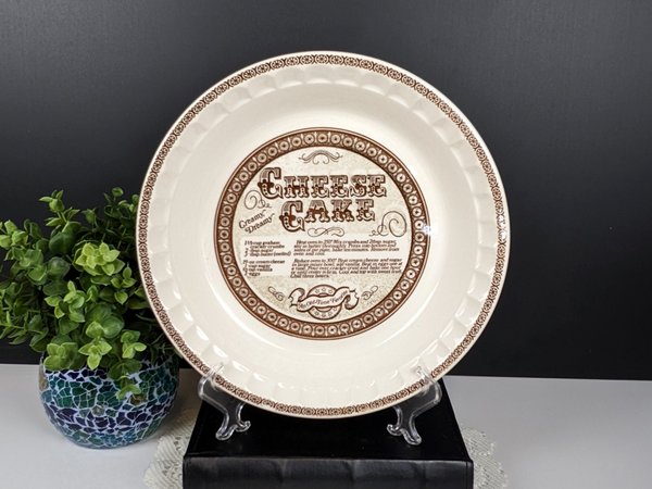 Vintage Royal China Jeannette Cheesecake Large Deep Dish Pie Plate w/Recipe 11"
