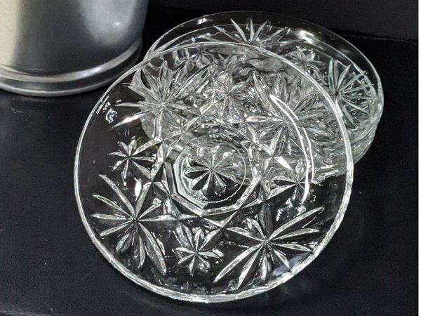 Set of 4 Vintage Anchor Hocking Prescut Clear Coasters