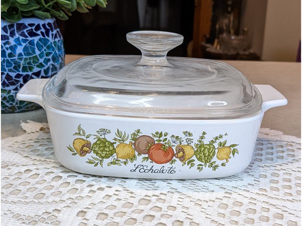 Corning Ware L'Echalote Spice of Life Quart Casserole Dish With Glass Lid