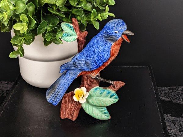 Vintage Porcelain Blue Bird Figurine