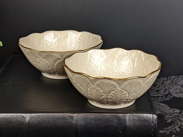 Set of 2 Lenox Embossed Leaf Sylvan Bon Bon Bowls