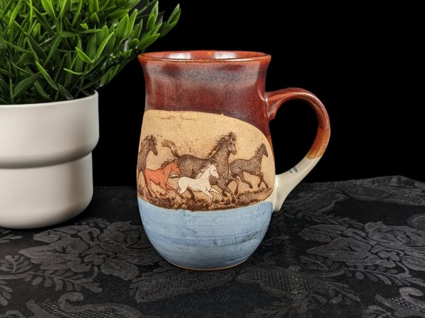 Vintage Otagiri Pottery Mug with Horses
