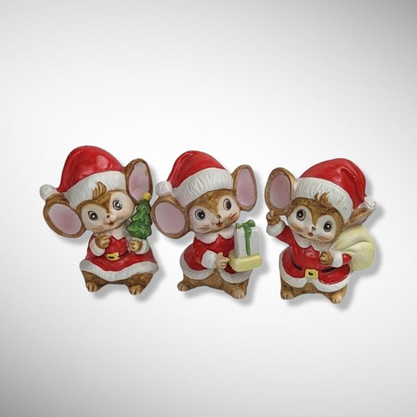 Trio of Homco Christmas Mice Figurines Choose Between 5210 and 5405