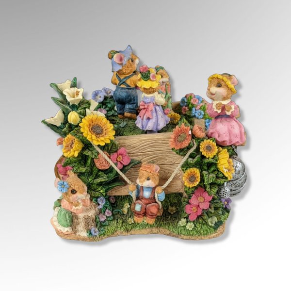 Save for John  - Vintage San Francisco Music Box Mice with Flowers Music Box