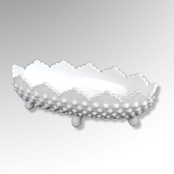 Fenton Hobnail Milk Glass Pickle Dish