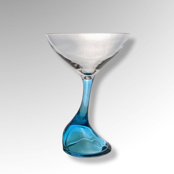 Vintage Blue Flared Stem Martini Glass