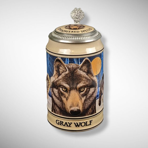 Vintage Budweiser Endangered Species Stein Gray Wolf