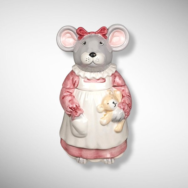Vintage Mouse Holding Teddy Bear Cookie Jar