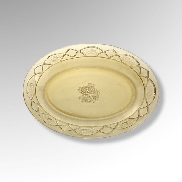 1930's Federal Glass Rosemary "Dutch Rose" 12" Platter, Depression Glass