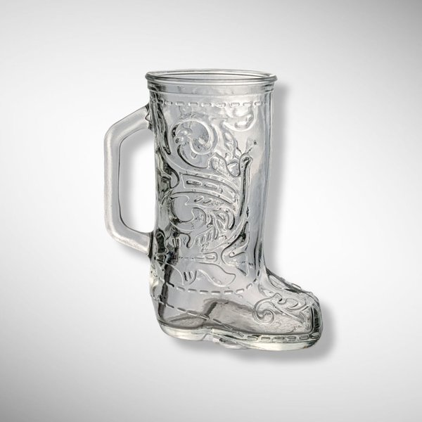 Vintage Cowboy Boot Clear Glass Mug