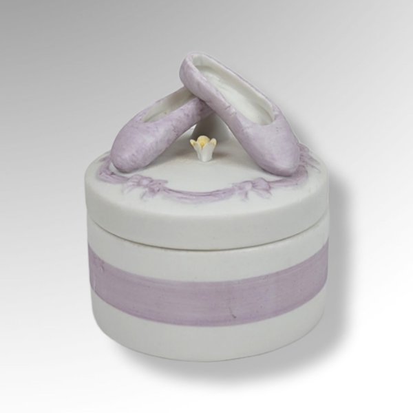 Lefton Ceramic Trinket Box with Ballerina Slippers
