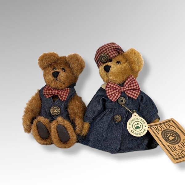 Pair of 1990s Boyds Bears Plush Animals