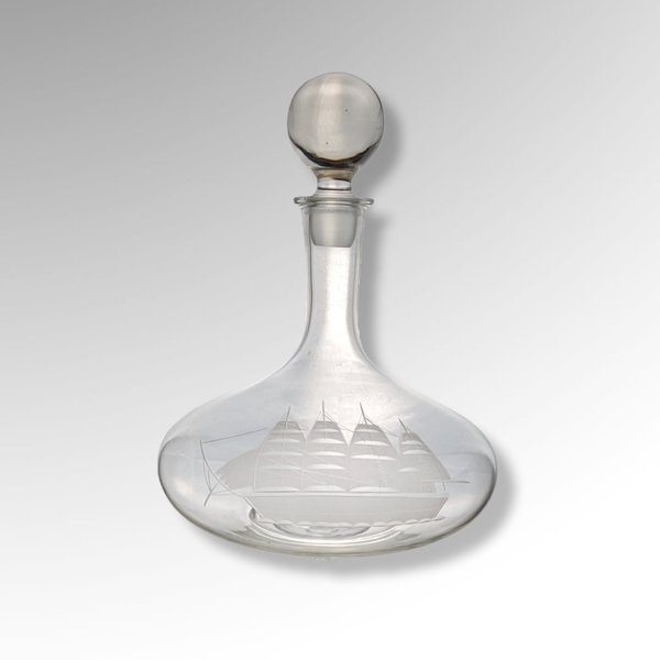 Vintage Toscany Glass Decanter with Ship
