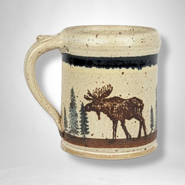 Dakota Stoneware Handmade Pottery Mug With Moose