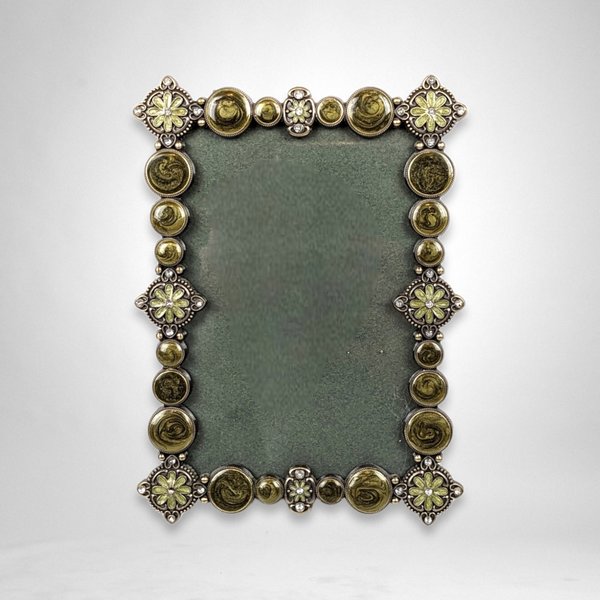 Metal 5x7 Picture Frame Sherburne Austrian Crystal and Enamel